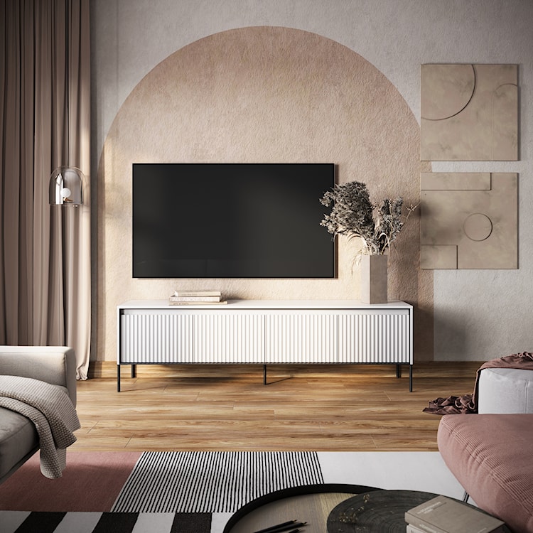 Szafka RTV Trend 193 cm z LED Biała  - zdjęcie 2