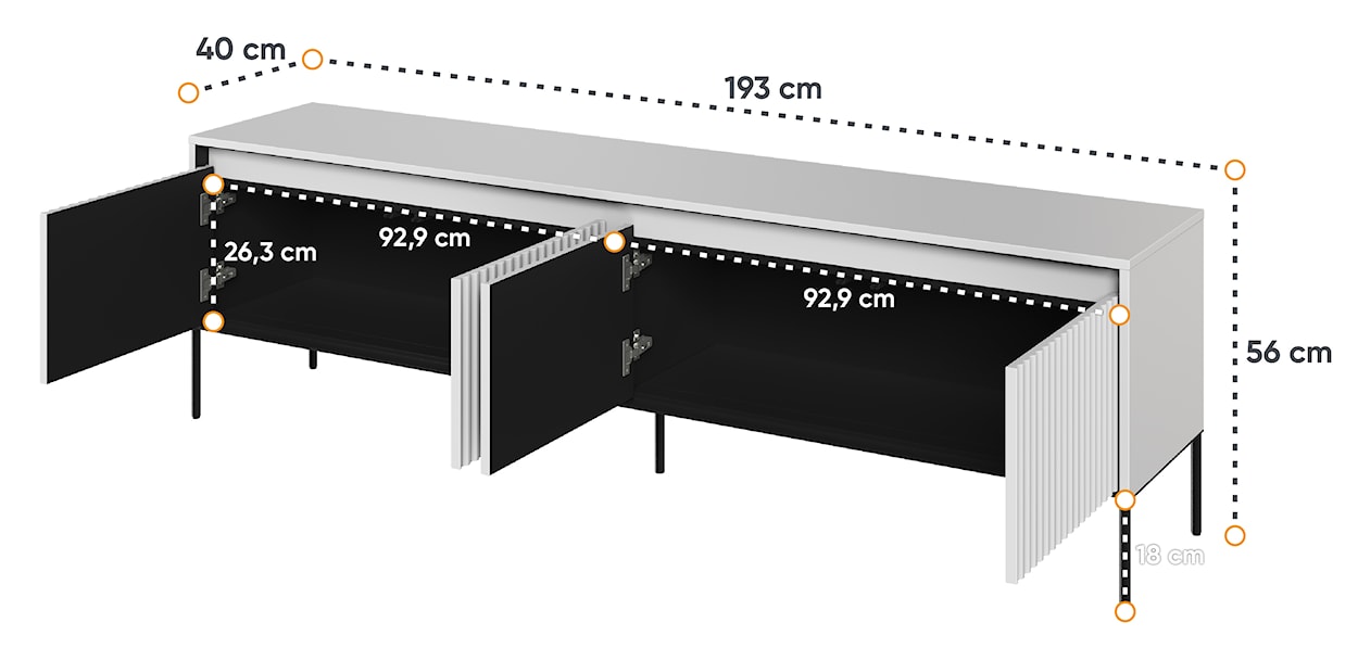 Szafka RTV Trend 193 cm z LED Biała  - zdjęcie 5