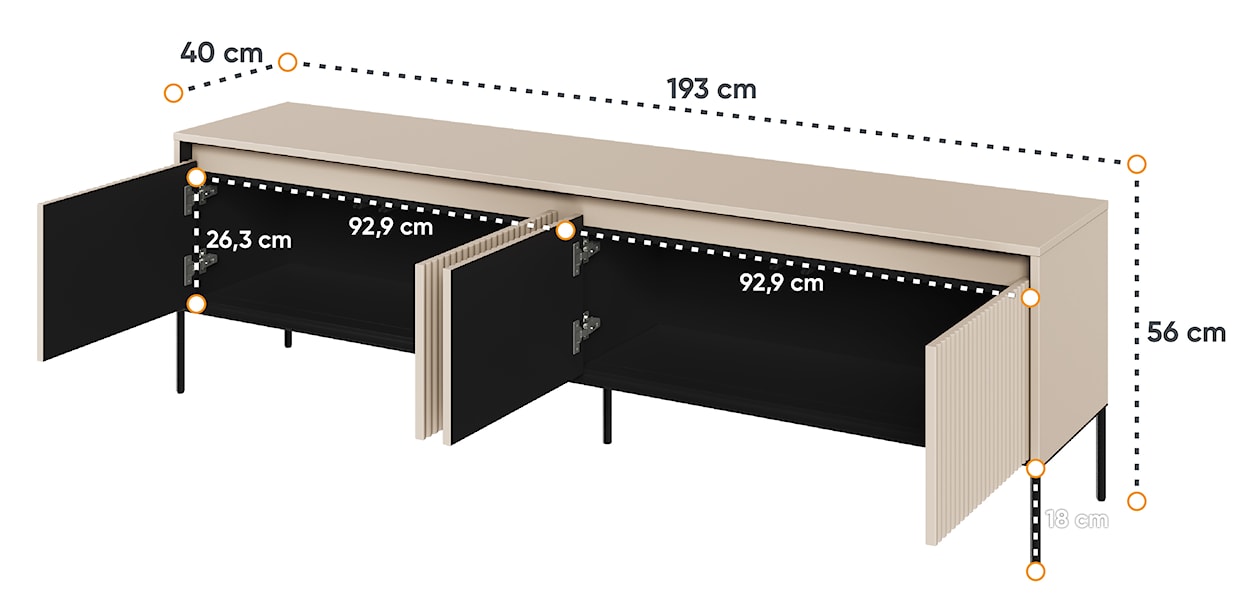 Szafka RTV Trend 193 cm z LED Beżowa  - zdjęcie 4