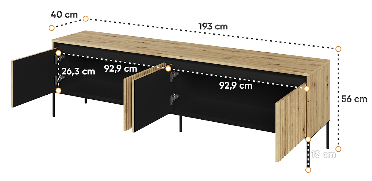 Szafka RTV Trend 193 cm z LED Dąb artisan  - zdjęcie 5