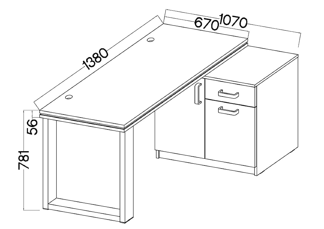 Biurko z komodą Stundly z obwódką 138 cm Dąb artisan   - zdjęcie 2