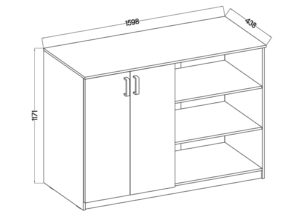 Komoda wysoka Stundly zamykana z trzema wnękami 160 cm Szary/Dąb artisan  - zdjęcie 2