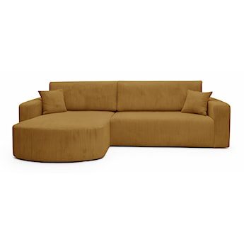 Narożnik z funkcją spania Teeo L-kształtny uniwersalny z pojemnikiem musztardowy sztruks