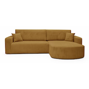 Narożnik z funkcją spania Teeo L-kształtny uniwersalny z pojemnikiem musztardowy sztruks