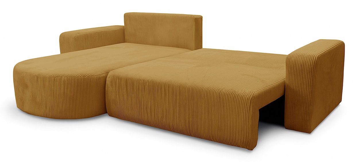 Narożnik z funkcją spania Teeo L-kształtny uniwersalny z pojemnikiem musztardowy sztruks  - zdjęcie 3