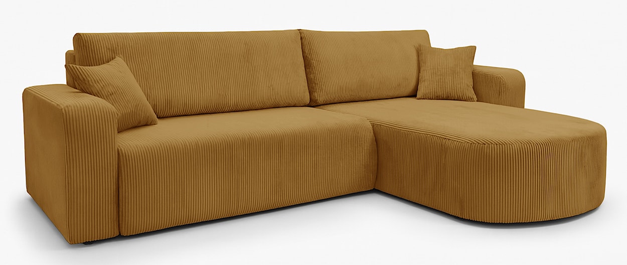 Narożnik z funkcją spania Teeo L-kształtny uniwersalny z pojemnikiem musztardowy sztruks  - zdjęcie 6