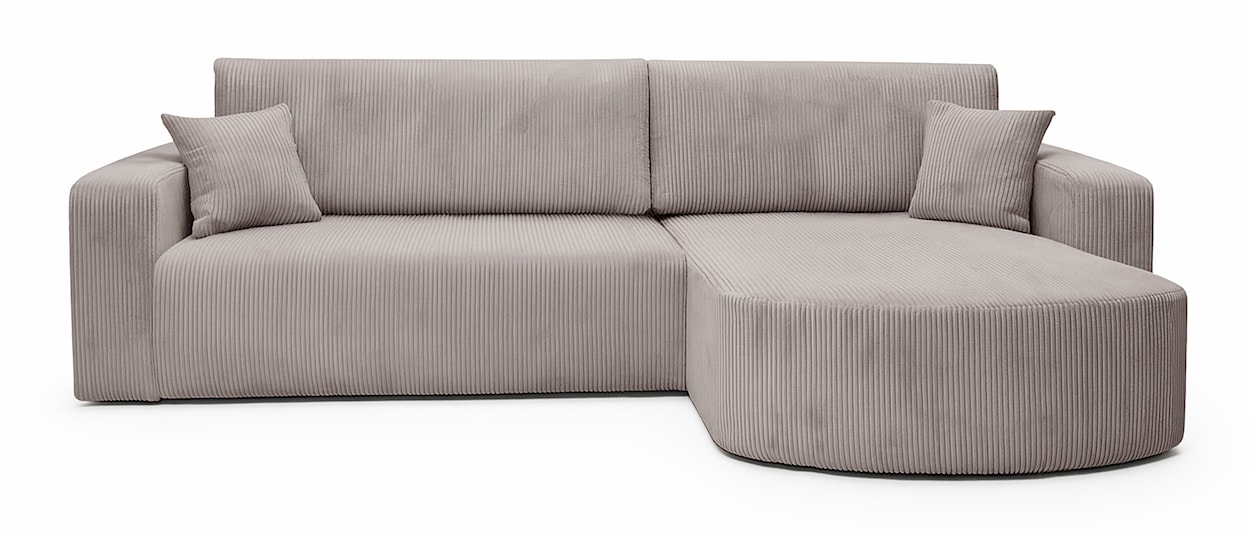 Narożnik z funkcją spania Teeo L-kształtny uniwersalny z pojemnikiem beżowy sztruks