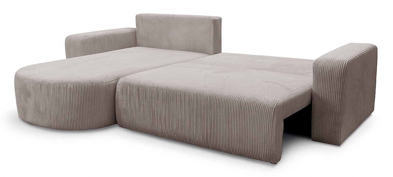 Narożnik z funkcją spania Teeo L-kształtny uniwersalny z pojemnikiem beżowy sztruks  - zdjęcie 3