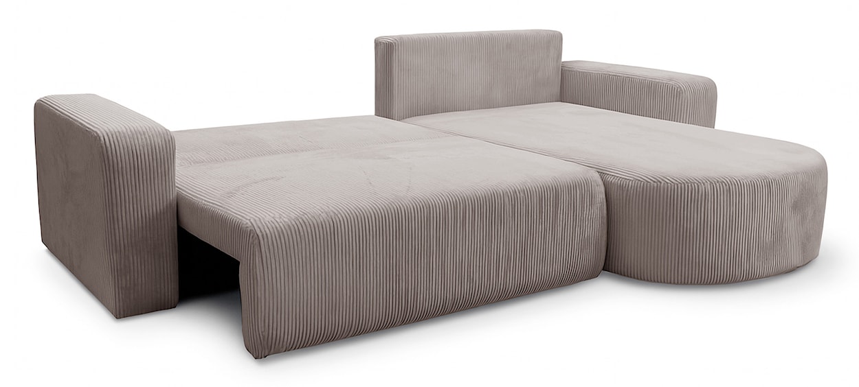 Narożnik z funkcją spania Teeo L-kształtny uniwersalny z pojemnikiem beżowy sztruks  - zdjęcie 3