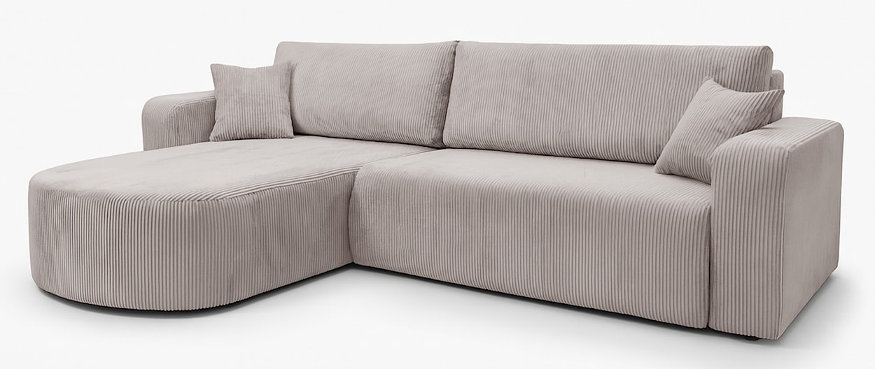 Narożnik z funkcją spania Teeo L-kształtny uniwersalny z pojemnikiem beżowy sztruks  - zdjęcie 6