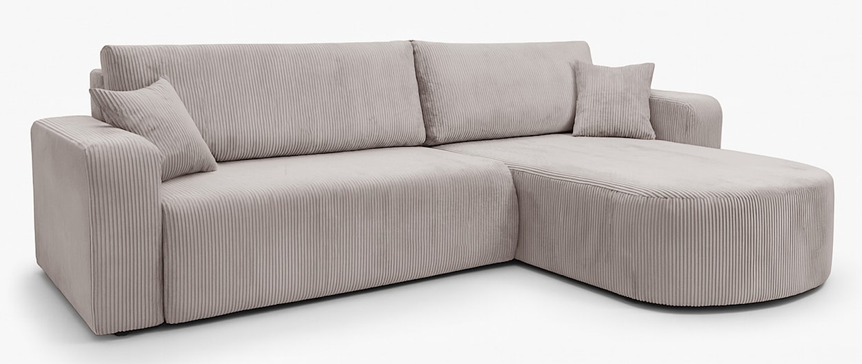 Narożnik z funkcją spania Teeo L-kształtny uniwersalny z pojemnikiem beżowy sztruks  - zdjęcie 6