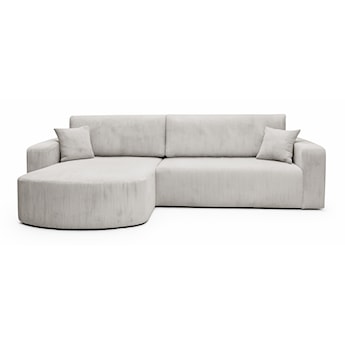 Narożnik z funkcją spania Teeo L-kształtny uniwersalny z pojemnikiem jasnobeżowy sztruks