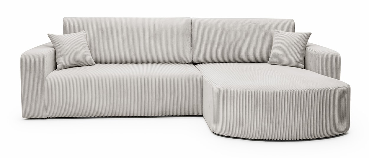 Narożnik z funkcją spania Teeo L-kształtny uniwersalny z pojemnikiem jasnobeżowy sztruks