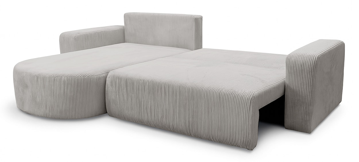 Narożnik z funkcją spania Teeo L-kształtny uniwersalny z pojemnikiem jasnobeżowy sztruks  - zdjęcie 3