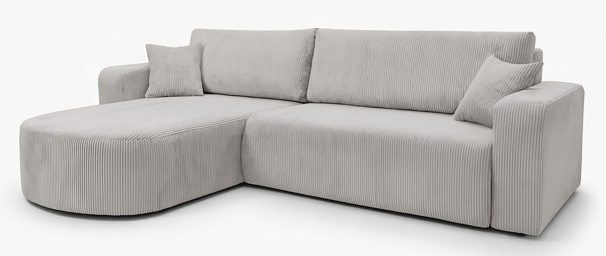 Narożnik z funkcją spania Teeo L-kształtny uniwersalny z pojemnikiem jasnobeżowy sztruks  - zdjęcie 6