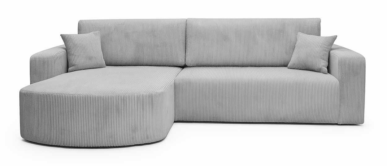 Narożnik z funkcją spania Teeo L-kształtny uniwersalny z pojemnikiem jasnoszary sztruks 