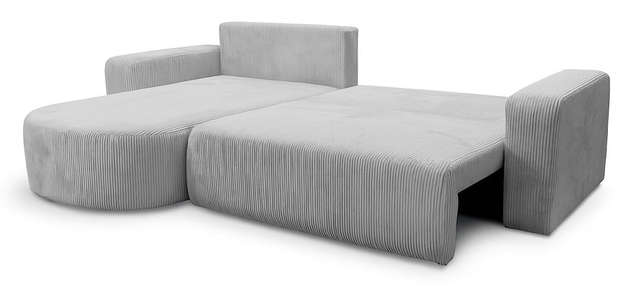 Narożnik z funkcją spania Teeo L-kształtny uniwersalny z pojemnikiem jasnoszary sztruks  - zdjęcie 3