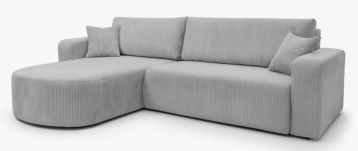 Narożnik z funkcją spania Teeo L-kształtny uniwersalny z pojemnikiem jasnoszary sztruks  - zdjęcie 6