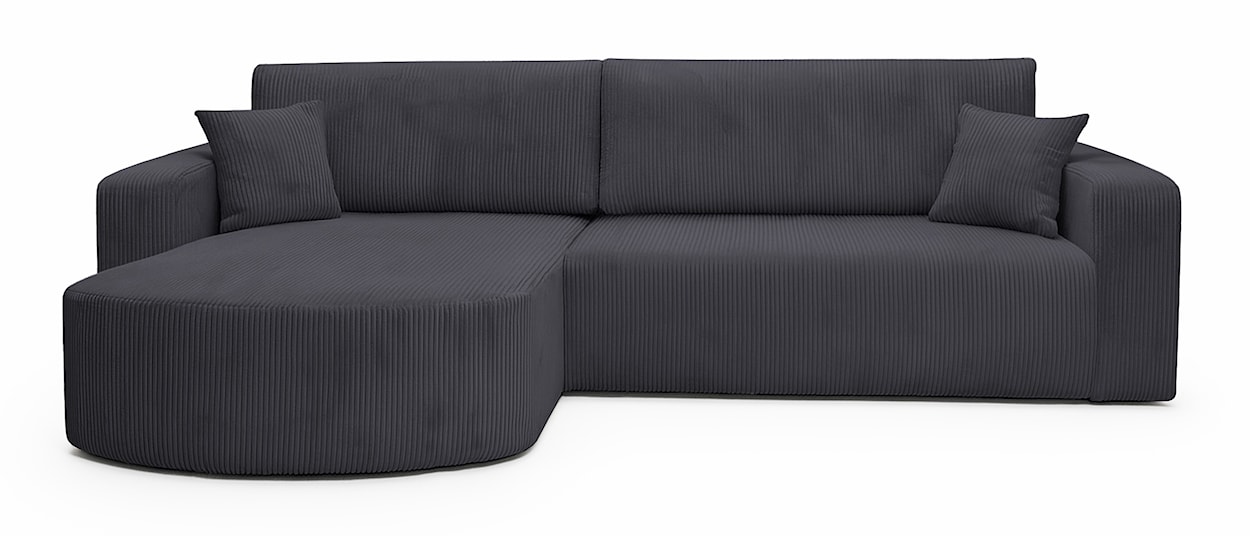 Narożnik z funkcją spania Teeo L-kształtny uniwersalny z pojemnikiem szary sztruks 