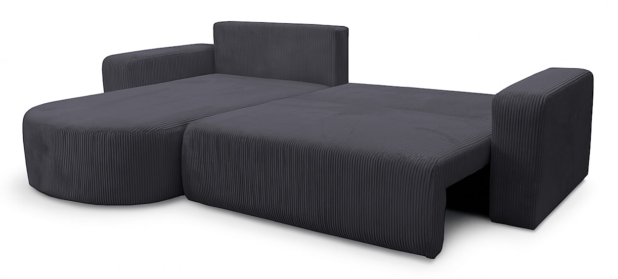 Narożnik z funkcją spania Teeo L-kształtny uniwersalny z pojemnikiem szary sztruks  - zdjęcie 3