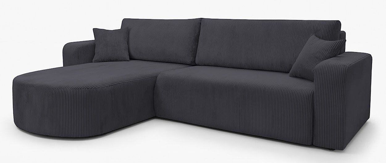 Narożnik z funkcją spania Teeo L-kształtny uniwersalny z pojemnikiem szary sztruks  - zdjęcie 6