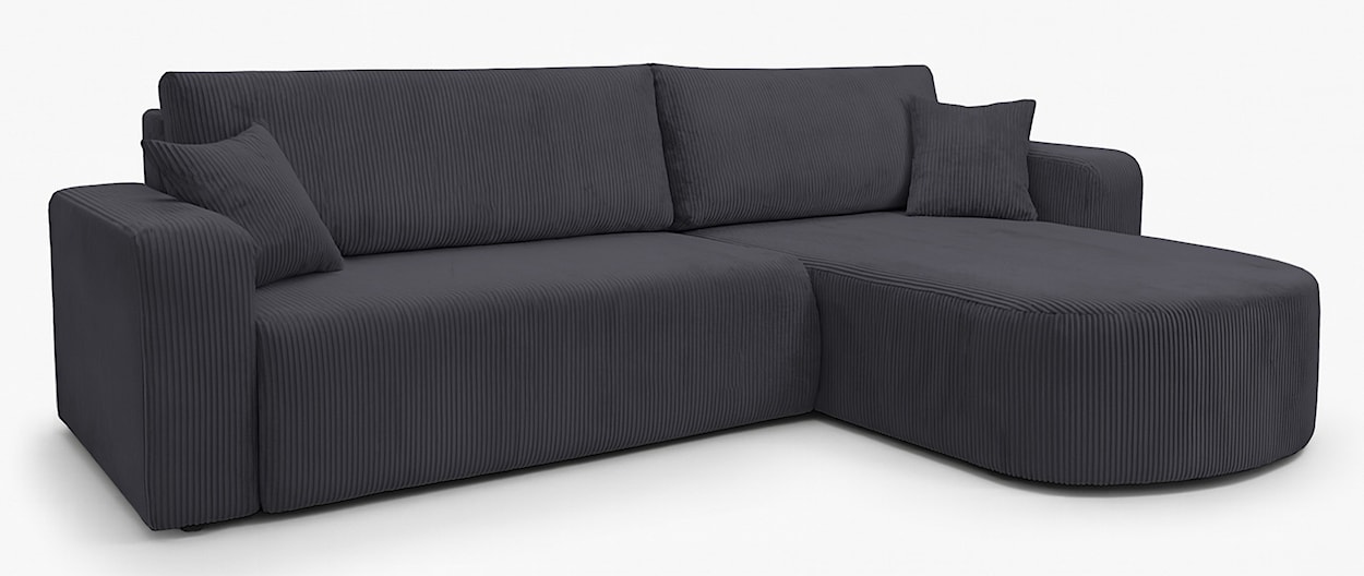 Narożnik z funkcją spania Teeo L-kształtny uniwersalny z pojemnikiem szary sztruks  - zdjęcie 6