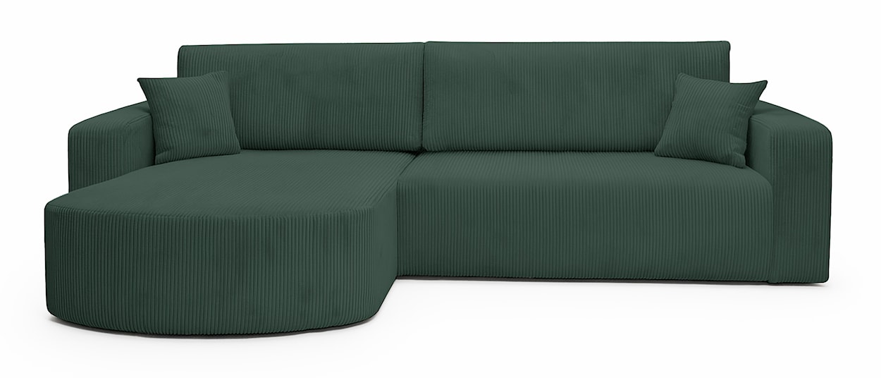 Narożnik z funkcją spania Teeo L-kształtny uniwersalny z pojemnikiem ciemnozielony sztruks 