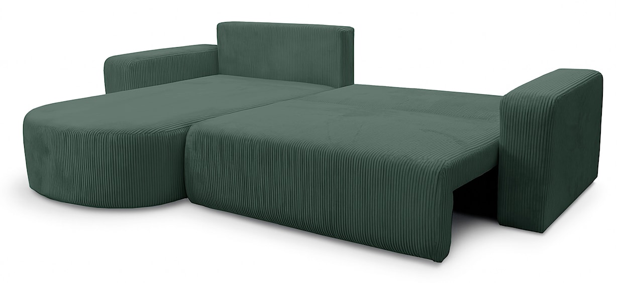 Narożnik z funkcją spania Teeo L-kształtny uniwersalny z pojemnikiem ciemnozielony sztruks  - zdjęcie 3