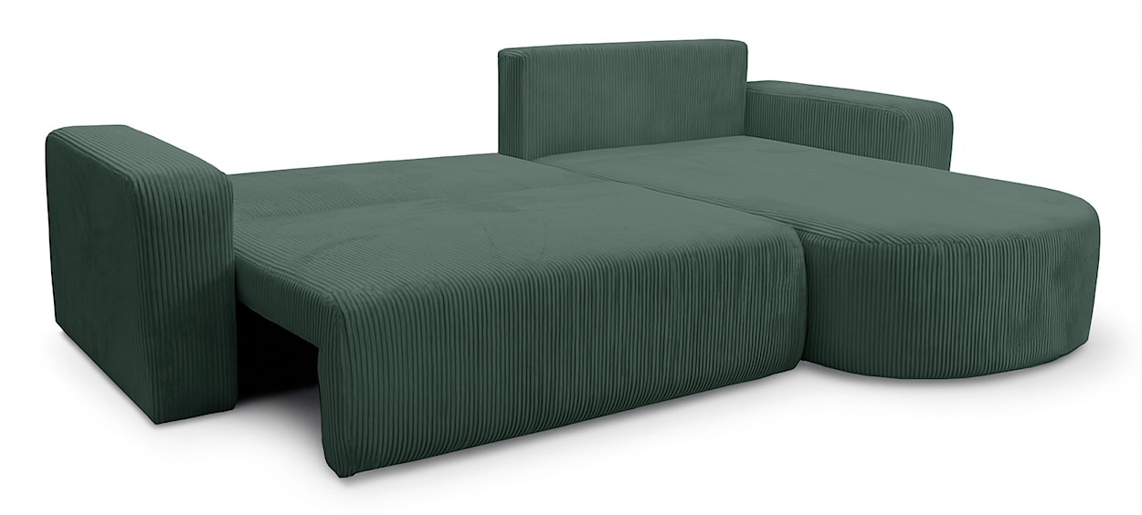 Narożnik z funkcją spania Teeo L-kształtny uniwersalny z pojemnikiem ciemnozielony sztruks  - zdjęcie 3