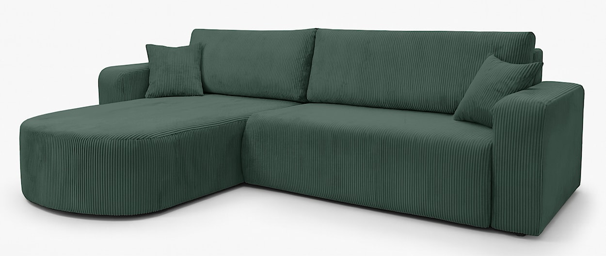 Narożnik z funkcją spania Teeo L-kształtny uniwersalny z pojemnikiem ciemnozielony sztruks  - zdjęcie 6