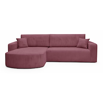 Narożnik z funkcją spania Teeo L-kształtny uniwersalny z pojemnikiem ciemnoróżowy sztruks