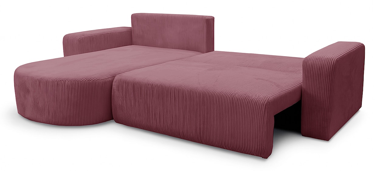 Narożnik z funkcją spania Teeo L-kształtny uniwersalny z pojemnikiem ciemnoróżowy sztruks  - zdjęcie 3