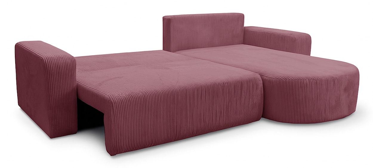 Narożnik z funkcją spania Teeo L-kształtny uniwersalny z pojemnikiem ciemnoróżowy sztruks  - zdjęcie 3