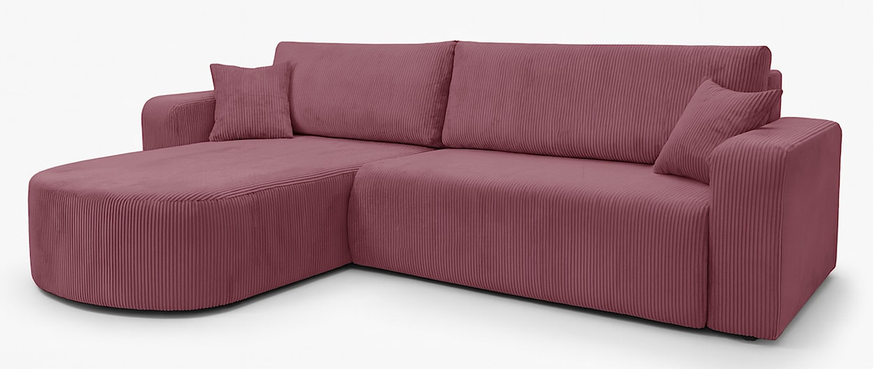 Narożnik z funkcją spania Teeo L-kształtny uniwersalny z pojemnikiem ciemnoróżowy sztruks  - zdjęcie 6