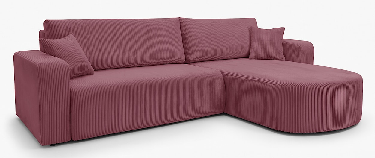 Narożnik z funkcją spania Teeo L-kształtny uniwersalny z pojemnikiem ciemnoróżowy sztruks  - zdjęcie 6