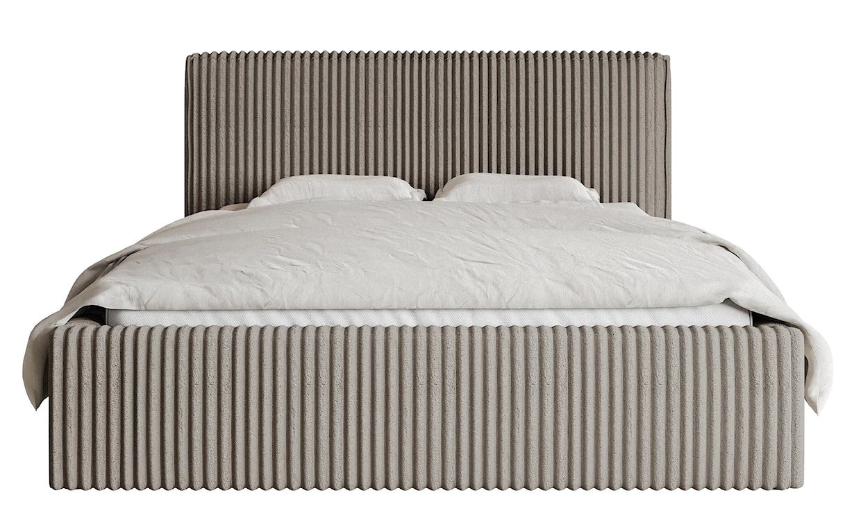 Łóżko tapicerowane 180x200 cm Tilio z pojemnikiem stelaż metalowy szarobeżowe gruby sztruks  - zdjęcie 6