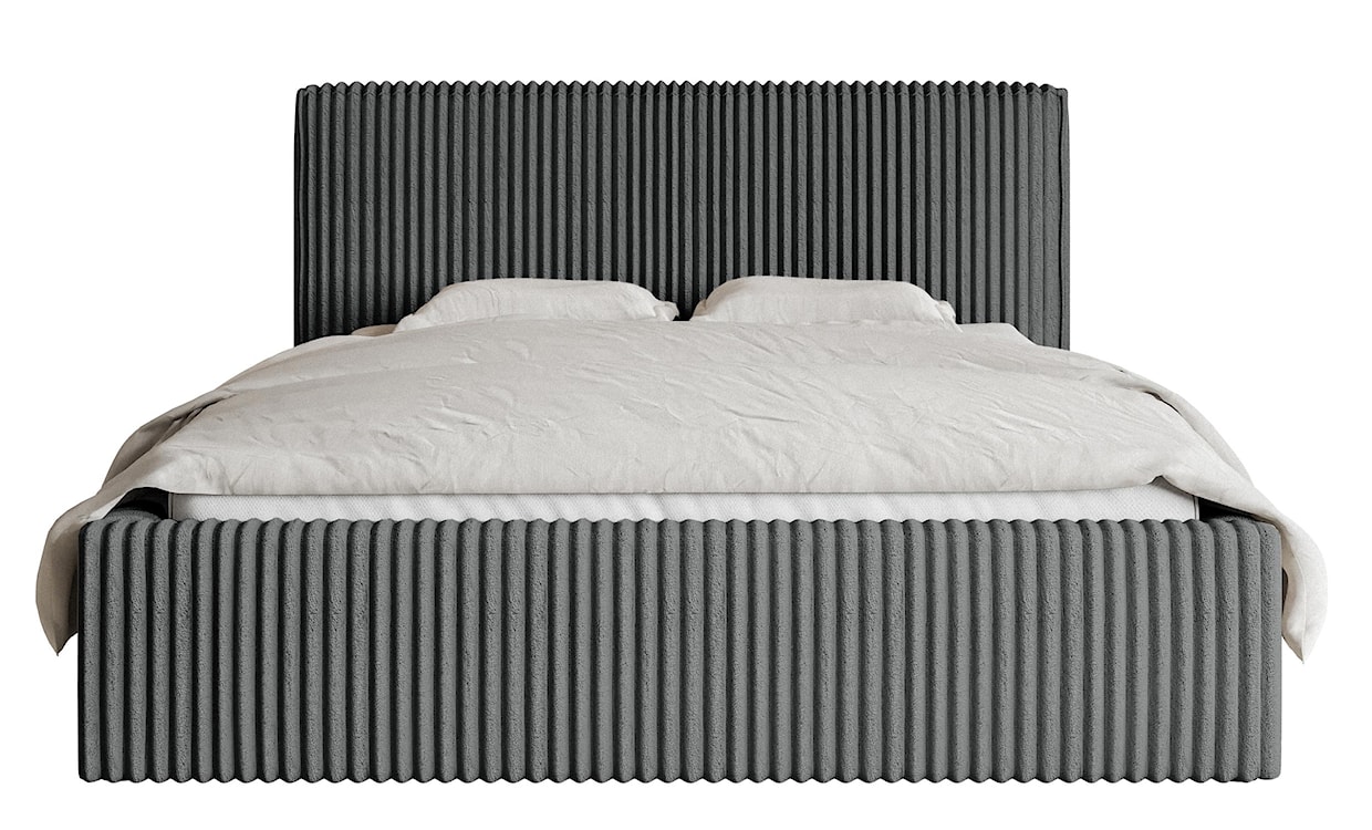 Łóżko tapicerowane 180x200 cm Tilio z pojemnikiem stelaż metalowy szare gruby sztruks  - zdjęcie 6