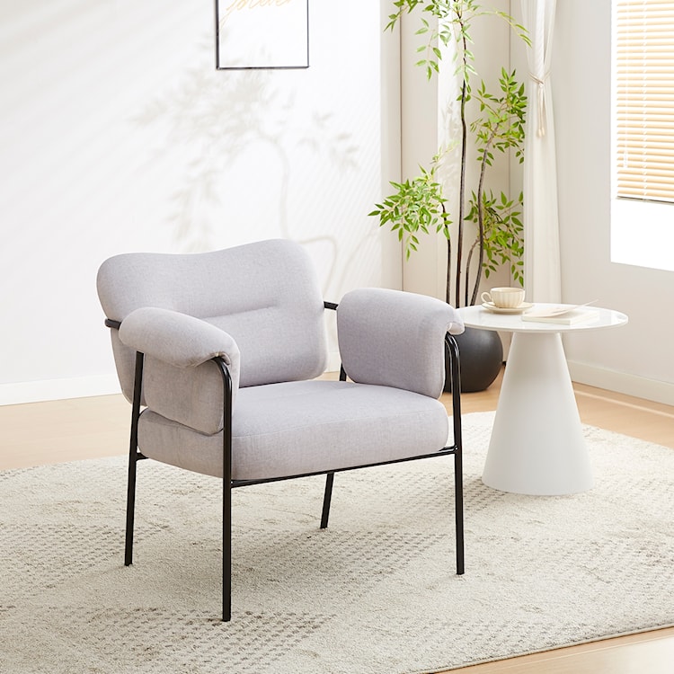 Fotel wypoczynkowy Tovany w tkaninie łatwoczyszczącej jasnoszary welur  - zdjęcie 2