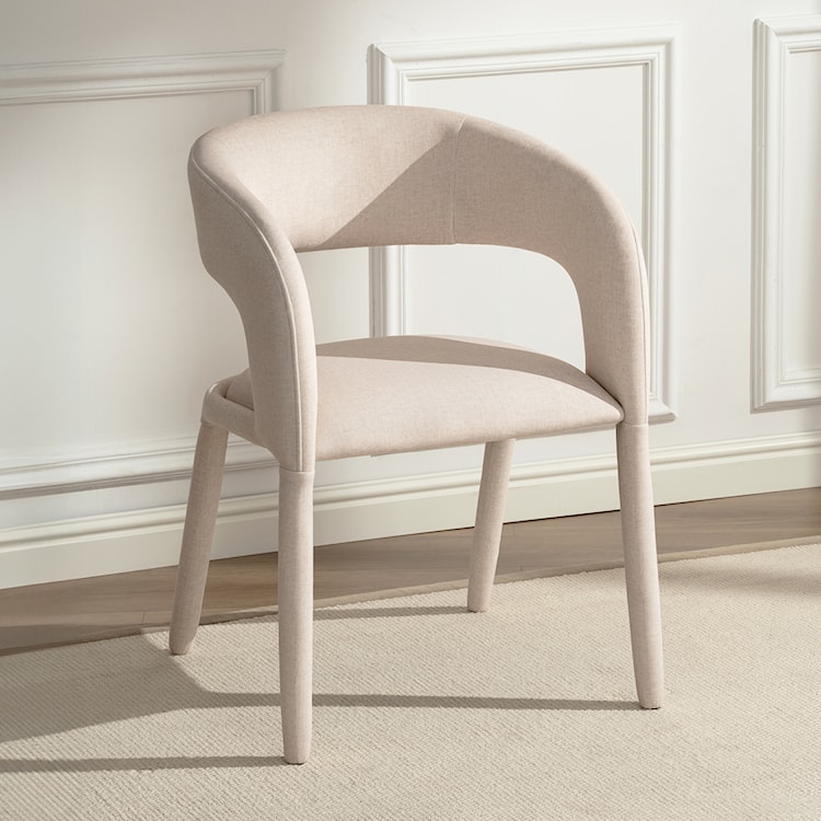 Krzesło tapicerowane do jadalni Sonsify w tkaninie łatwoczyszczącej kremowy welur  - zdjęcie 3