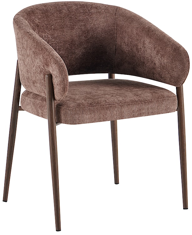 Krzesło tapicerowane Resilly brązowy szenil / nóżki orzech 