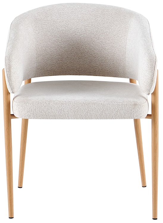 Krzesło tapicerowane Resilly beżowy szenil / nóżki dąb naturalny  - zdjęcie 3