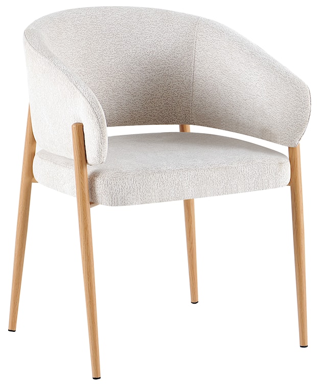 Krzesło tapicerowane Resilly beżowy szenil / nóżki dąb naturalny 