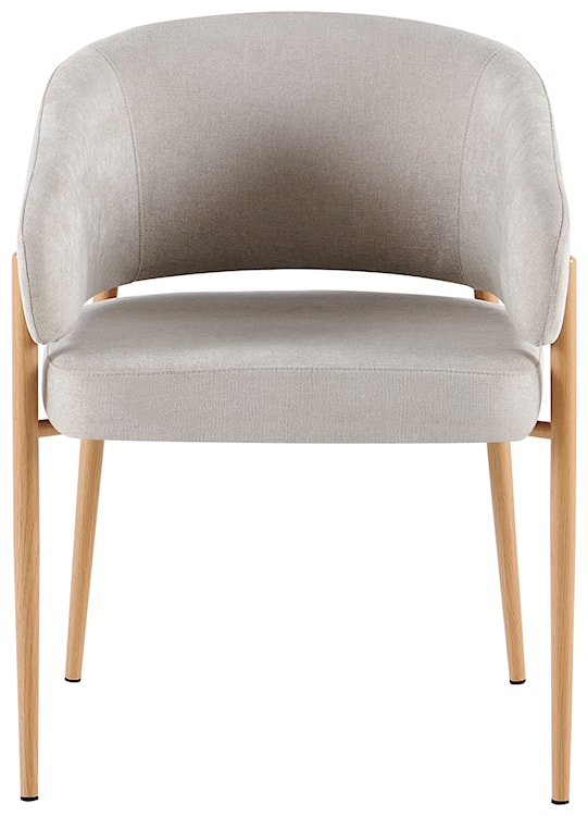 Krzesło tapicerowane Resilly jasnobeżowy szenil / nóżki dąb naturalny  - zdjęcie 3