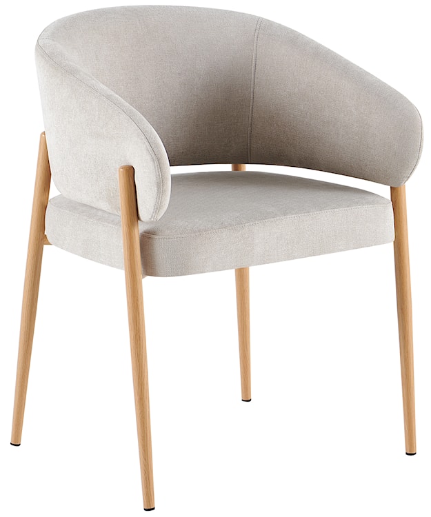 Krzesło tapicerowane Resilly jasnobeżowy szenil / nóżki dąb naturalny 