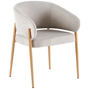 Krzesło tapicerowane Resilly jasnobeżowy szenil / nóżki dąb naturalny