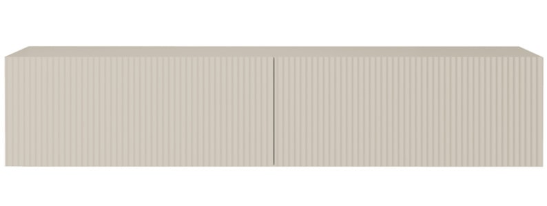 Szafka RTV Veldio z frezowanym frontem 140 cm Szary beż wisząca  - zdjęcie 3