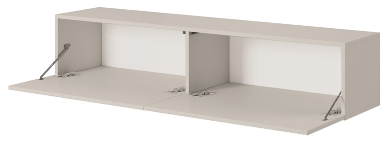 Szafka RTV Veldio z frezowanym frontem 140 cm Szary beż wisząca  - zdjęcie 7