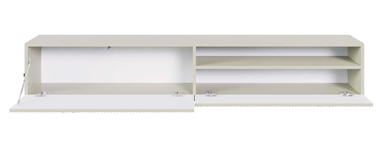 Szafka RTV Veldio z frezowanym frontem z wnęką 175 cm Szary beż wisząca  - zdjęcie 7