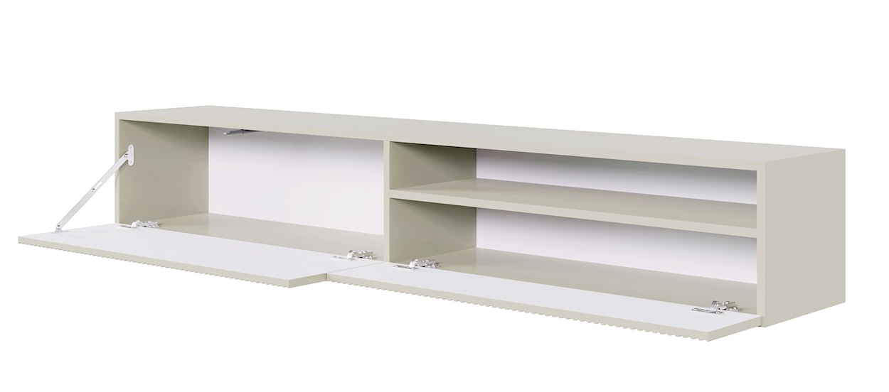 Szafka RTV Veldio z frezowanym frontem z wnęką 175 cm Szary beż wisząca  - zdjęcie 6