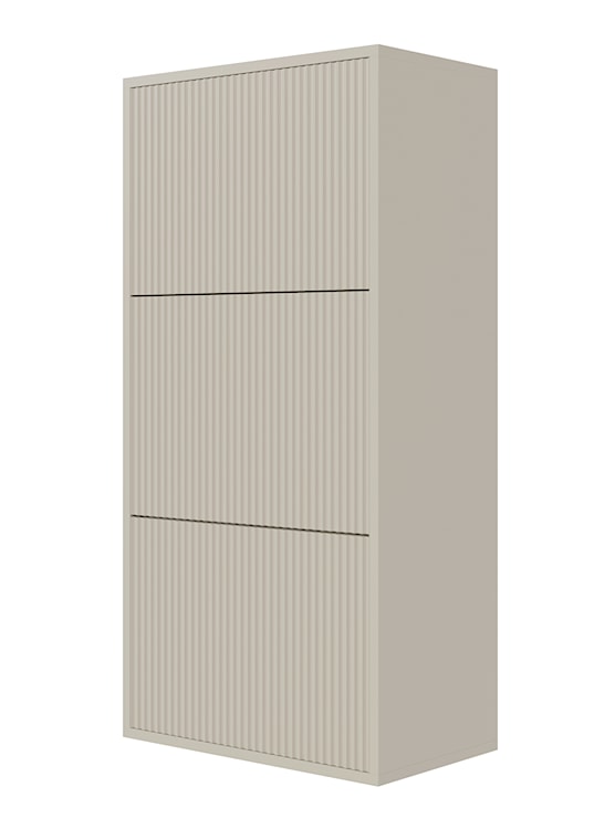 Szafka na buty Veldio z frezowanym frontem i trzema przegrodami 50 cm Szary beż wisząca